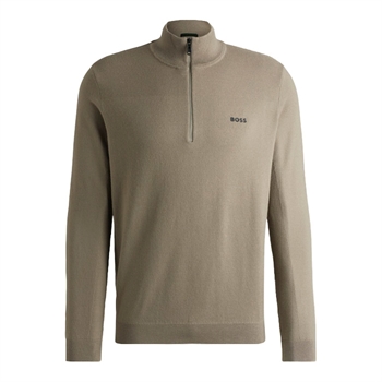 Moderne lysegrøn half-zip strik fra BOSS