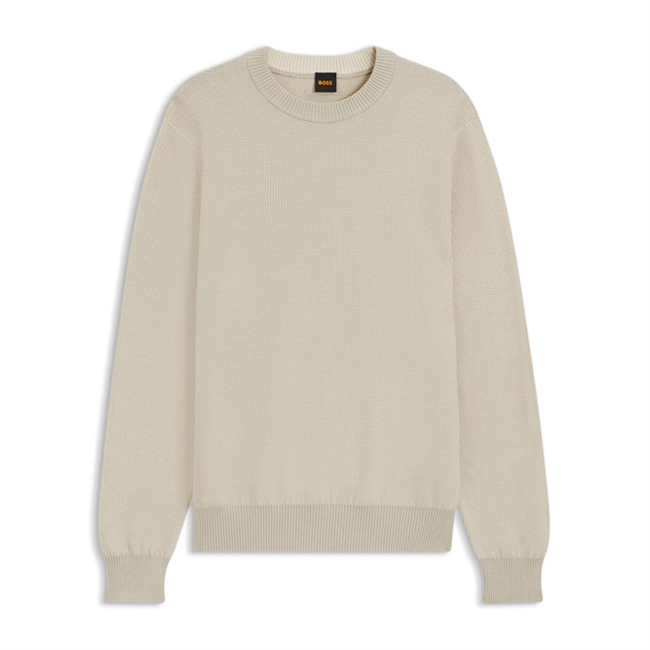 Stilren og komfortabel strik i sand farve fra BOSS