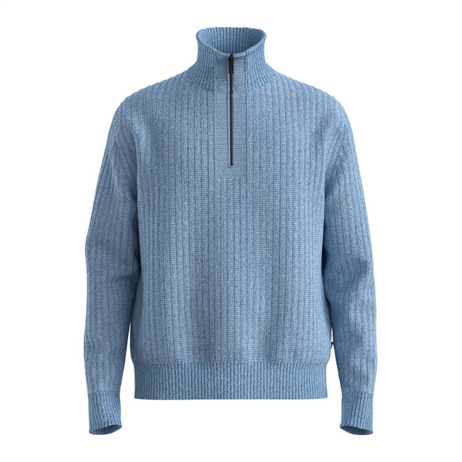 Moderne blå half-zip strik i 80% uld fra BOSS
