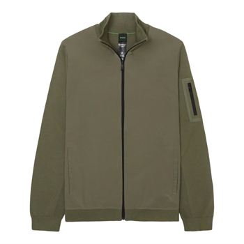 Moderne army grøn cardigan med logo fra BOSS