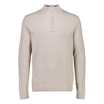 Lækker beige half-zip strik m/ struktur fra Jack's