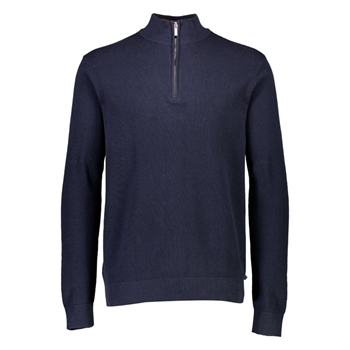 Lækker navy half-zip strik m/ struktur fra Jack's