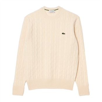 Pæn sand farvet strik med logo fra Lacoste