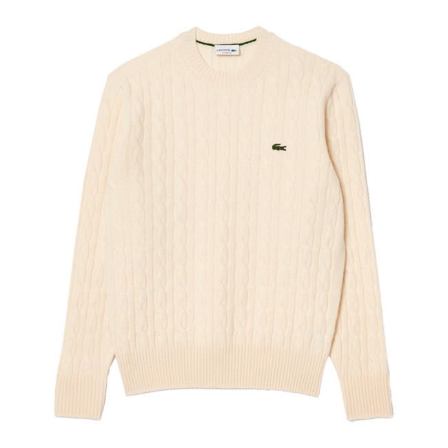 Pæn sand farvet strik med logo fra Lacoste