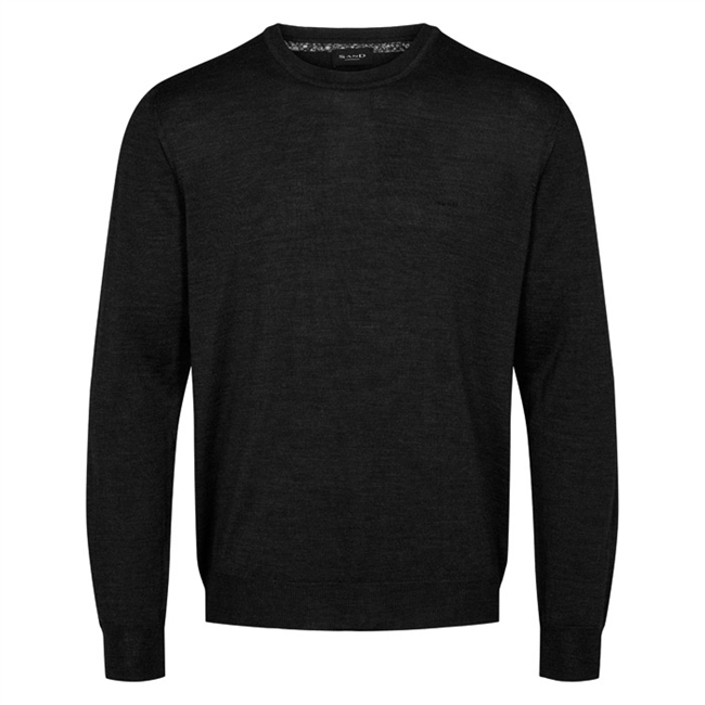 Klassisk sort strik af merino uld fra Sand.