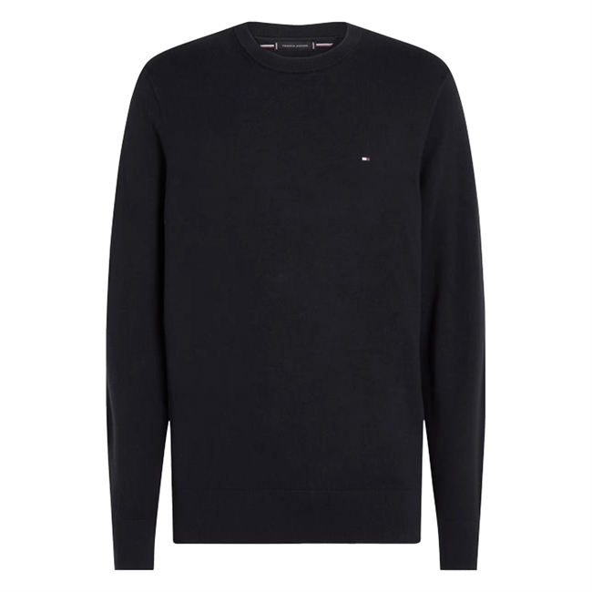 Lækker crew neck strik i sort fra Tommy Hilfiger