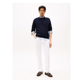 Lækker crew neck strik i navy fra Tommy Hilfiger