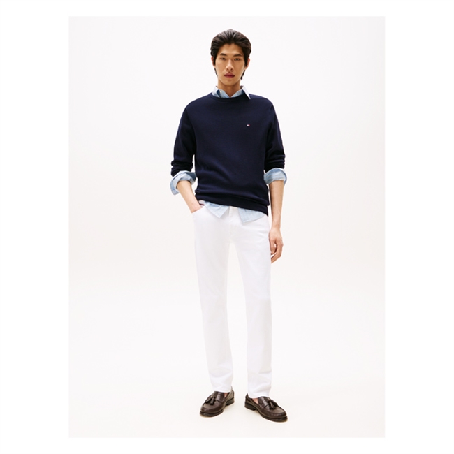 Lækker crew neck strik i navy fra Tommy Hilfiger