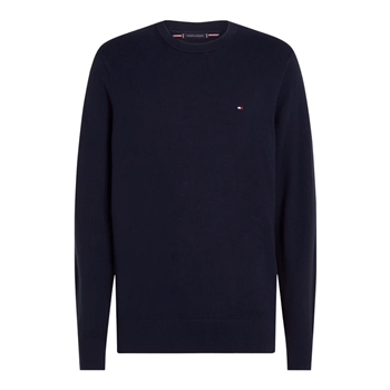 Lækker crew neck strik i navy fra Tommy Hilfiger