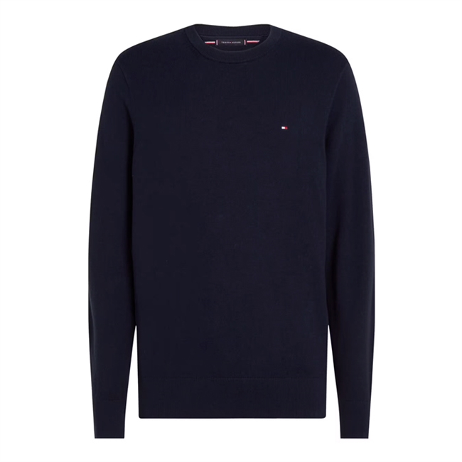 Lækker crew neck strik i navy fra Tommy Hilfiger