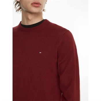 Lækker Bomuld/Cashmere Strik med rund hals fra Tommy Hilfiger