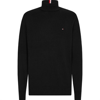 Elegant Sort Rullekrave Strik med logo fra Tommy Hilfiger.