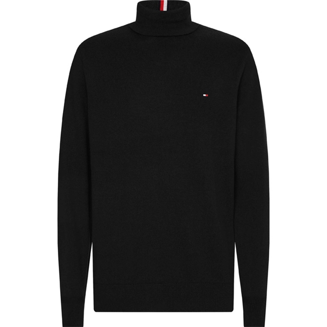 Elegant Sort Rullekrave Strik med logo fra Tommy Hilfiger.