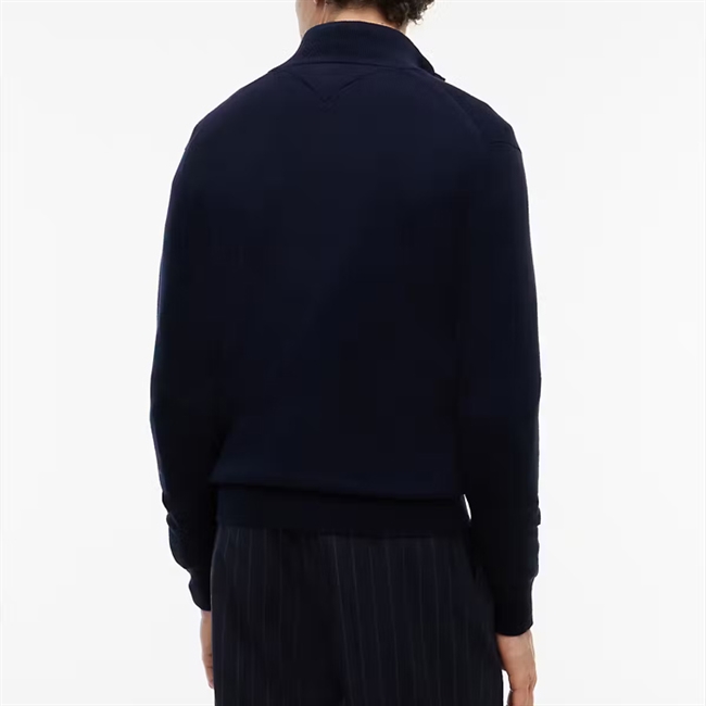 Tommy Hilfiger Pima Cashmere Zip Strik Navy Blå