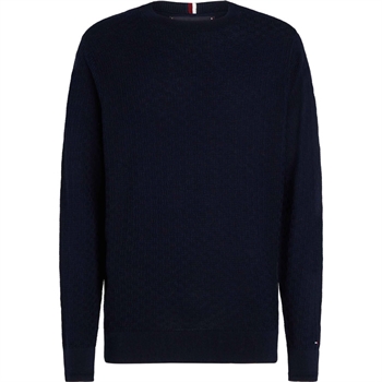 Mørkeblå strik med struktur fra Tommy Hilfiger.