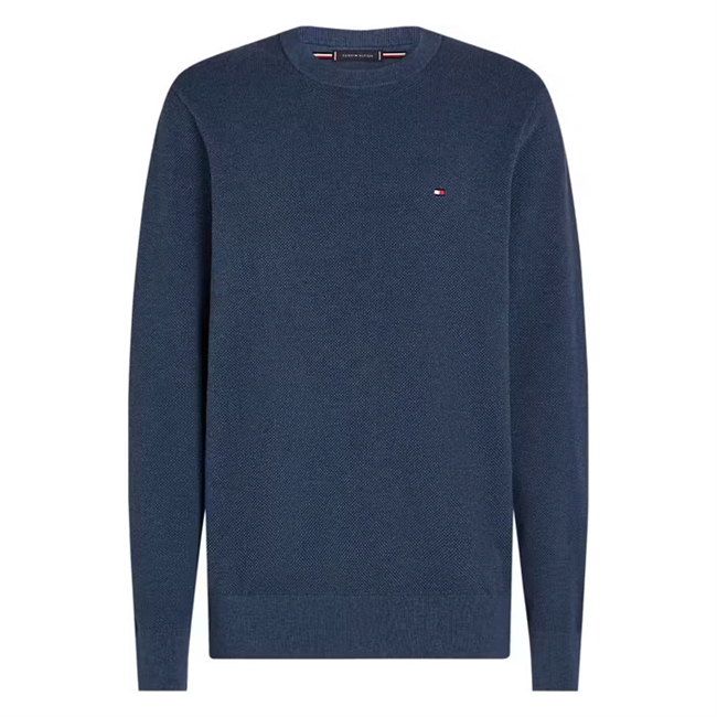 Klassisk blå struktur strik fra Tommy Hilfiger med logo