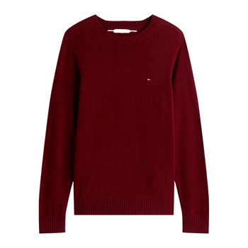 Lækker uld strik i farven vinrød fra Tommy Hilfiger