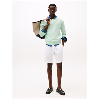 Moderne mintgrøn crew neck strik fra Tommy Hilfiger med logo