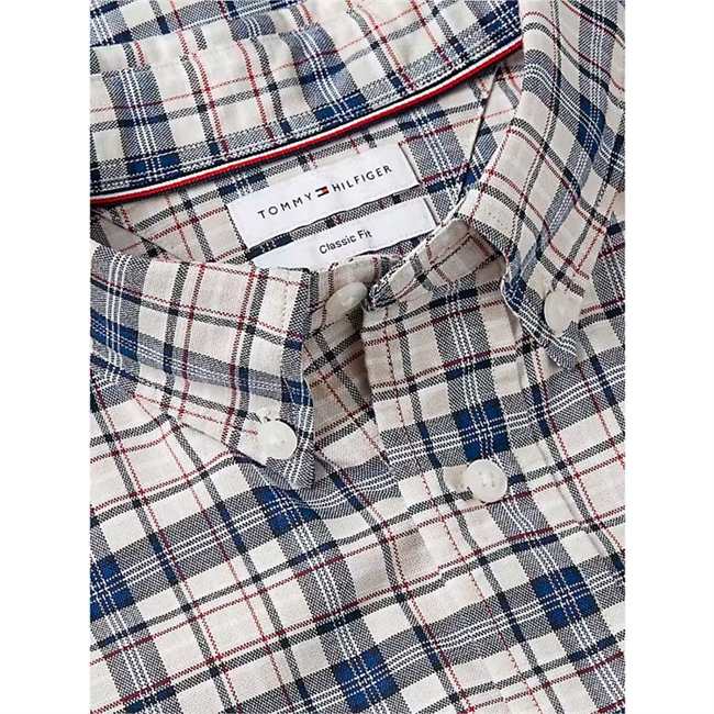 Tommy Hilfiger Oxford Tartan Check Ternet Skjorte Beige/Blå