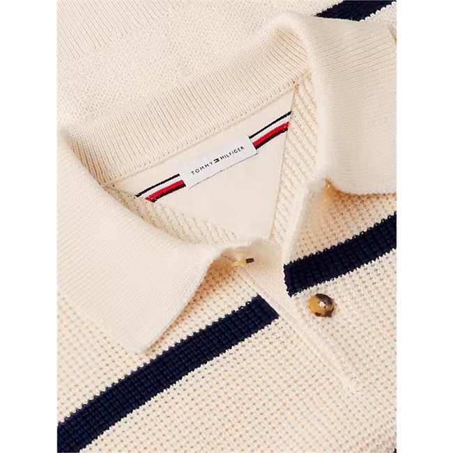 Tommy Hilfiger Waffle Structure Rugby Strik Beige