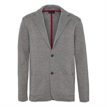 Lækker strikket grå blazer med stretch fra Sand.