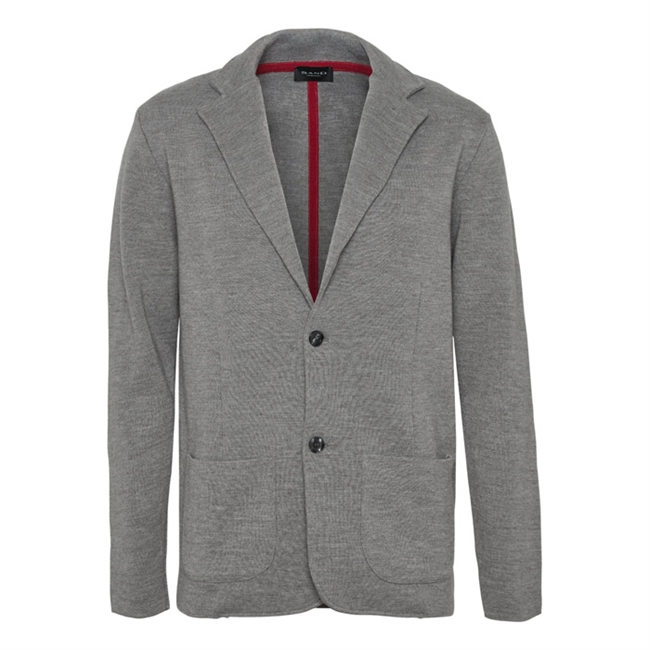 Lækker strikket grå blazer med stretch fra Sand.