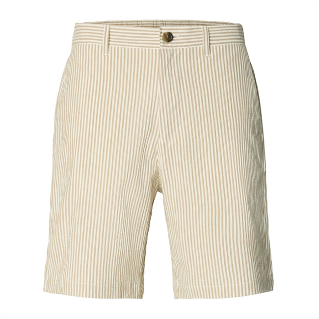 Pæne stribet sommer shorts i brun fra Selected