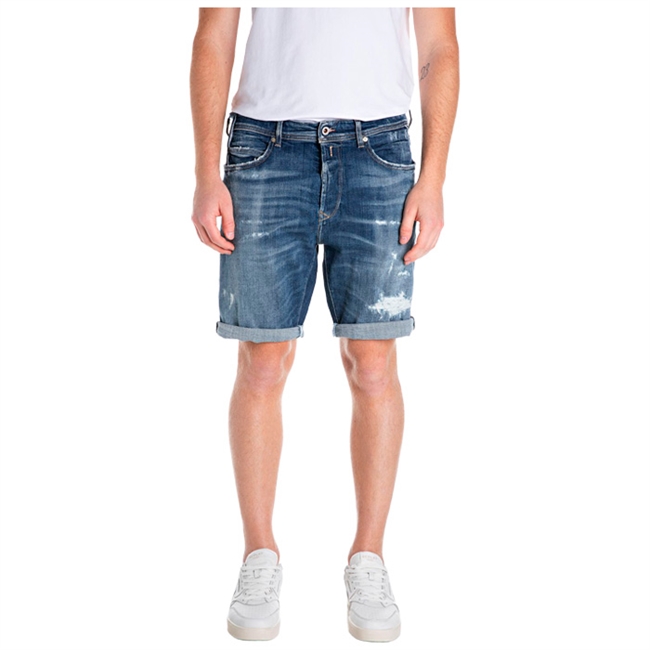 Lækre vasket denim shorts i blå fra Replay