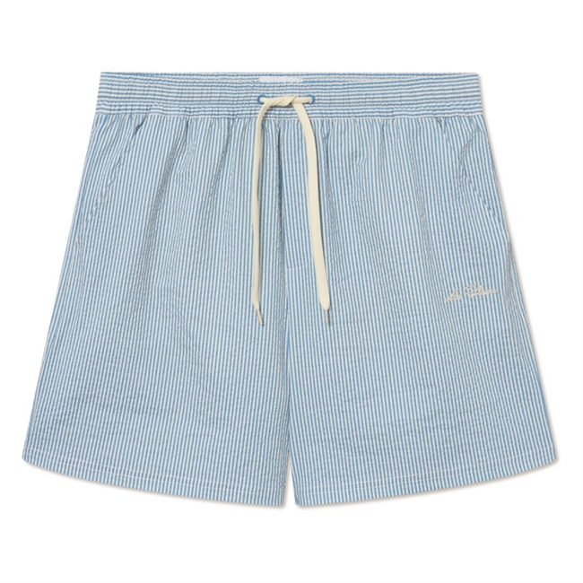 Flotte stribet badeshorts i lyseblå med logo fra Les Deux