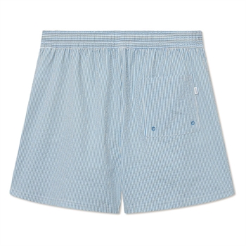 Flotte stribet badeshorts i lyseblå med logo fra Les Deux
