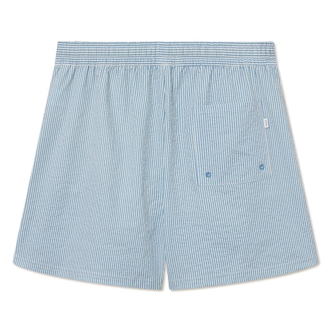 Flotte stribet badeshorts i lyseblå med logo fra Les Deux