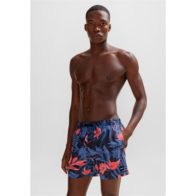 BOSS Piranha Costume Da Bagno Uomo - Short Nuoto In Poliestere Riciclato, Nero, Lavabile In Lavatrice
