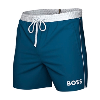 Klassisk blå badeshorts med logo fra BOSS