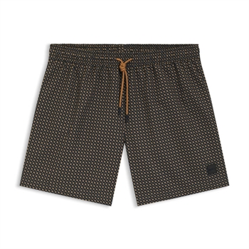 Stilrene sorte / orange badeshorts med logo fra BOSS