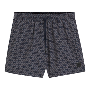 Moderne shorts i navy / orange mønster fra BOSS