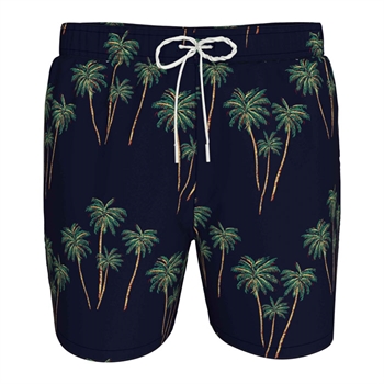 Lækre badeshorts i blå med palmer fra Tommy Hilfiger