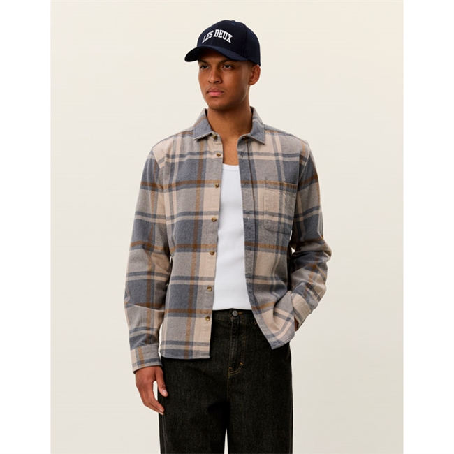 Moderne checkmønsteret overshirt i grå fra Lex Deux