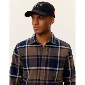Moderne checkmønsteret overshirt i navy fra Lex Deux