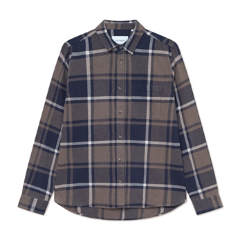 Moderne checkmønsteret overshirt i navy fra Lex Deux