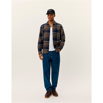 Moderne checkmønsteret overshirt i navy fra Lex Deux