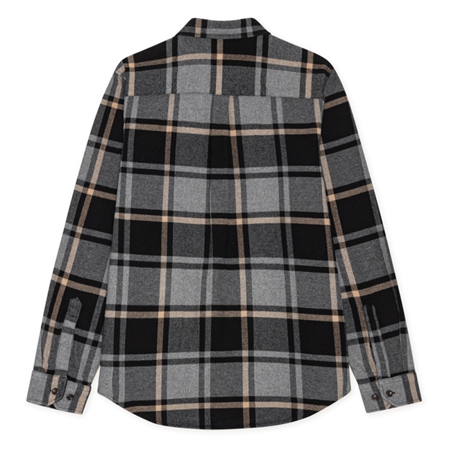 Les Deux Check Flannel Overshirt Grey Melange