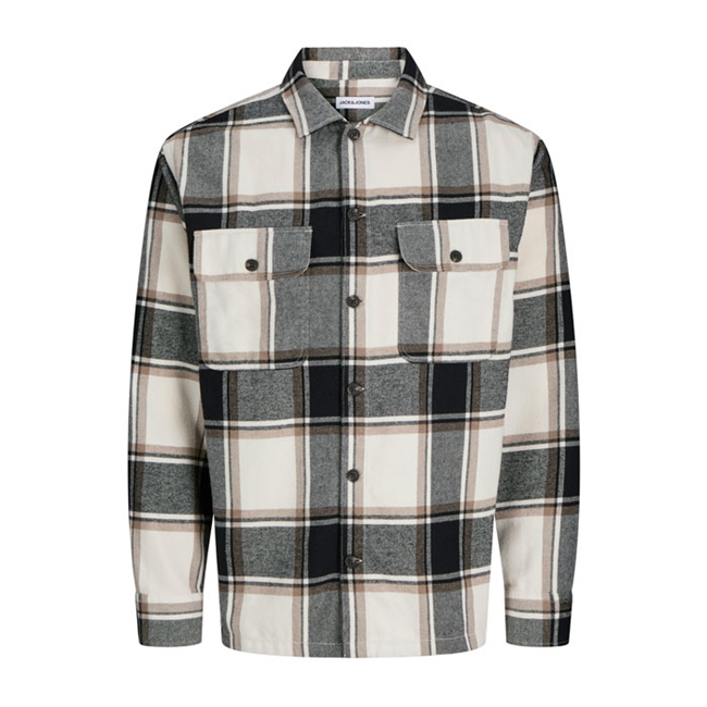 Lækker ternet overshirt i sand farve fra Jack & Jones