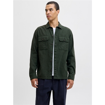 Lækker moderne overshirt i mørkegrøn fra Jack & Jones