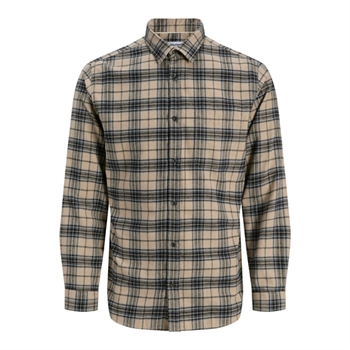 Pæn ternet overshirt i sand farve fra Jack & Jones