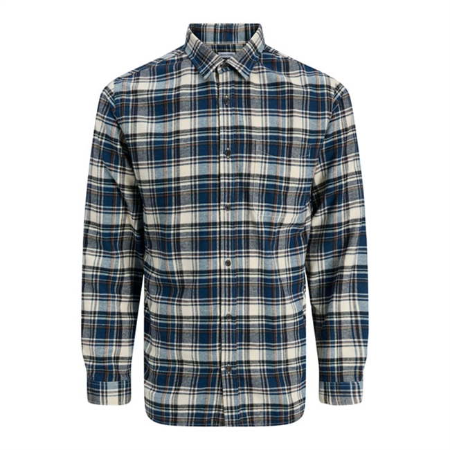Pæn blåternet overshirt fra Jack & Jones