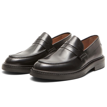 Klassisk og Stilfuld Sort Læder Loafer fra Selected.