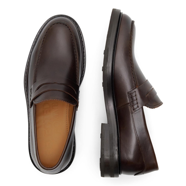 CARTER PLATFORM LOAFER 75MM IN BROWN MIX BLACK COWHIDE