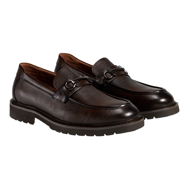 Chunky læder loafer i brun fra TGA By Ahler
