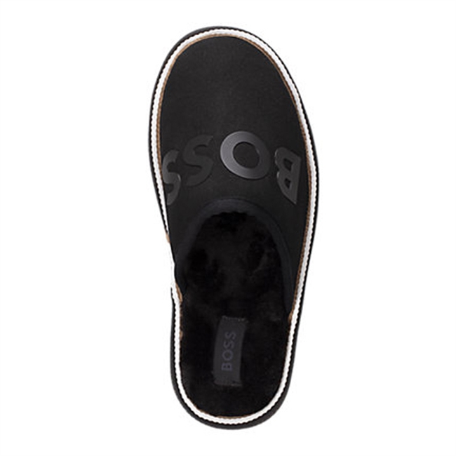 Lækre Sorte BOSS Slippers med Logo.