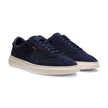 Lækker suede sneaker fra BOSS i navy